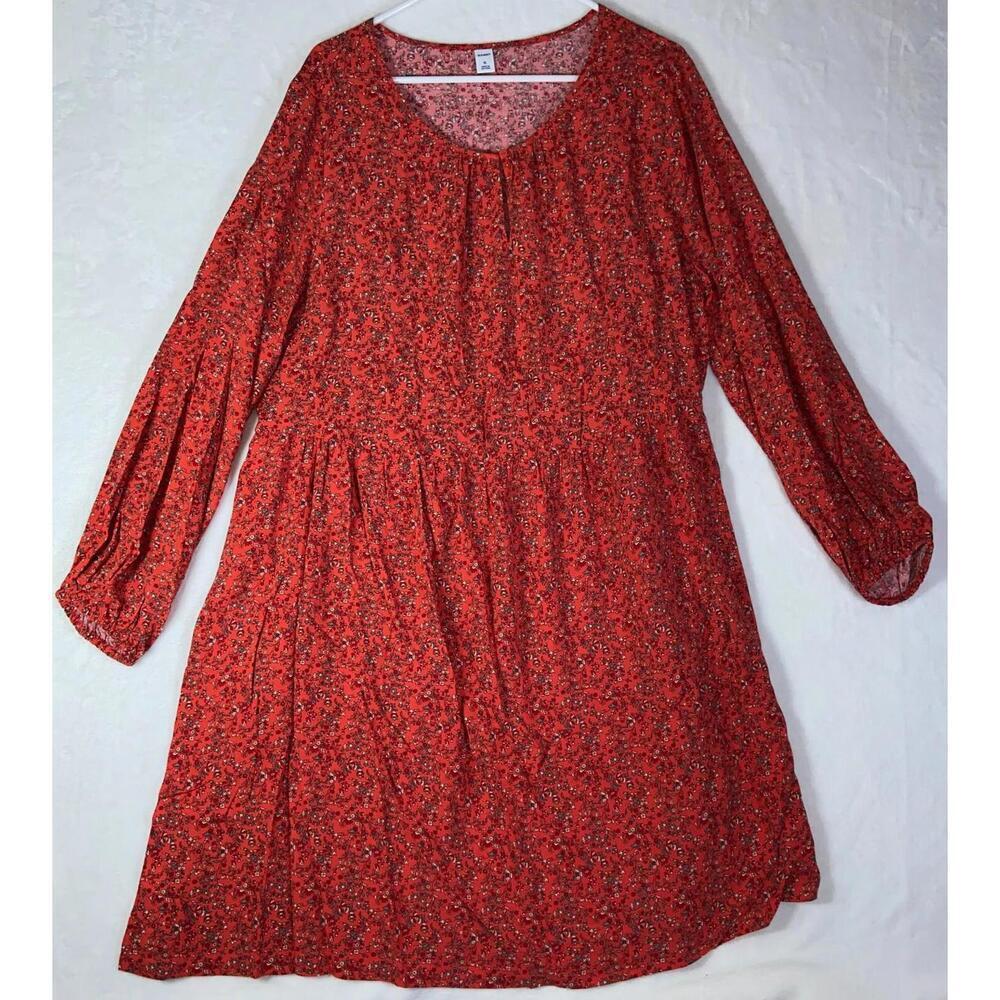 New: WOMEN’s OLD NAVY RUST ORANGE FLORAL LONG SUNDRESS MAXI DRESS - SIZE XLARGE